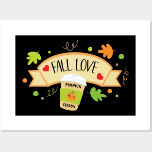 Pumpkin Spice Season Fall Love Autumn Orange Leaves Cute Posters and Art